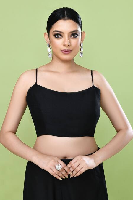 Sayisha_Black Silk Open , Square Cutwork Cape And Pant Set _Online_at_Aza_Fashions