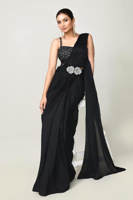 Sayisha Pre-Draped Saree With Zari Work Blouse 