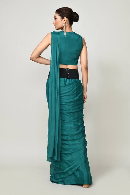 Sayisha Pre-Draped Saree With Sleeveless Blouse 
