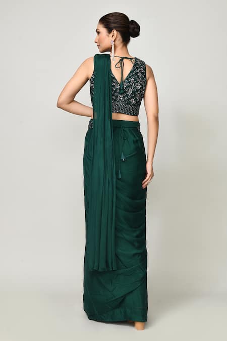 Sayisha Pre-Draped Saree With V Neck Blouse 