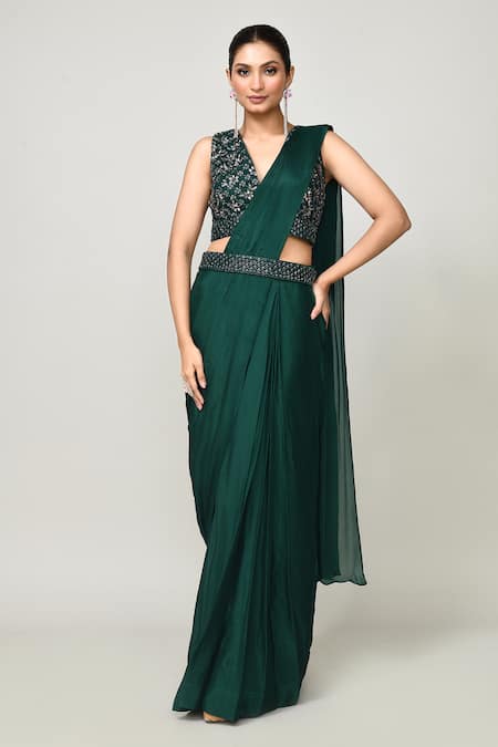 Sayisha Pre-Draped Saree With V Neck Blouse 