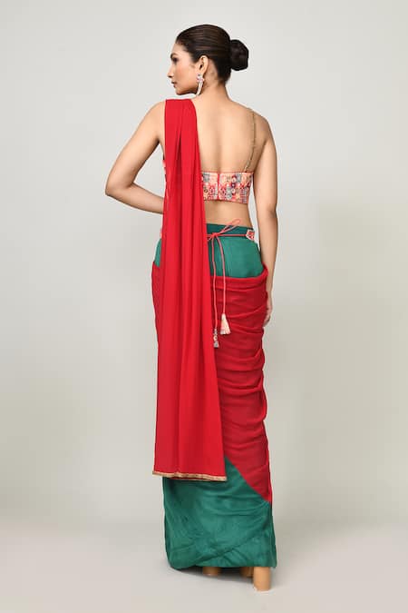 Sayisha Colorblock Draped Saree With Sleeveless Blouse 