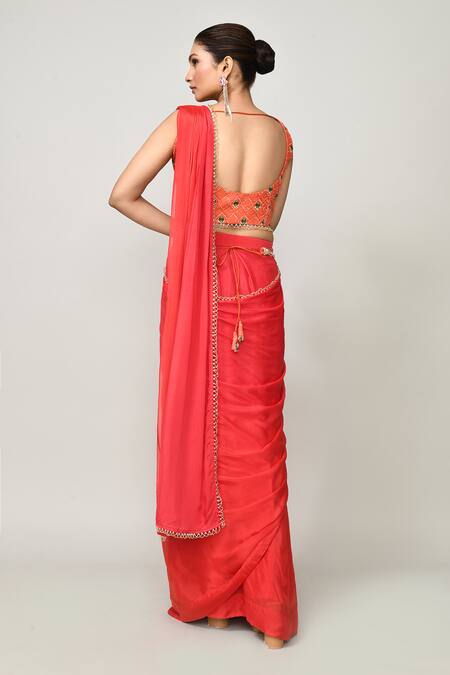 Sayisha Draped Saree With V Neck Blouse 