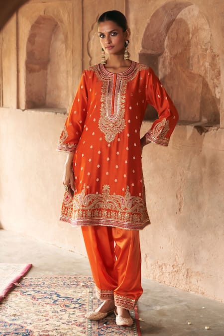 Sheetal Batra Farhana Banarasi Silk Tilla & Gota Patti Kurta Set