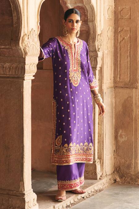 Sheetal Batra Purple Chanderi , Organza Sobia Kashmiri Tilla And Kurta Set Online at Aza Fashions Sheetal Batra_Purple Chanderi , Organza Sobia Kashmiri Tilla And Kurta Set _Online_at_Aza_Fashions