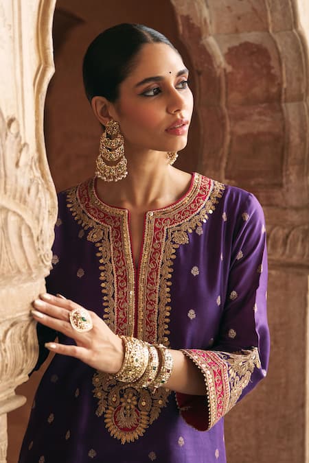 Buy Sheetal Batra Purple Chanderi , Organza Sobia Kashmiri Tilla And Kurta Set Online at Aza Fashions Buy_Sheetal Batra_Purple Chanderi , Organza Sobia Kashmiri Tilla And Kurta Set _Online_at_Aza_Fashions