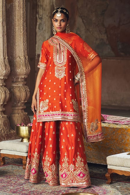 Sheetal Batra Areesha Banarasi Tilla & Gota Patti Kurta Sharara Set 