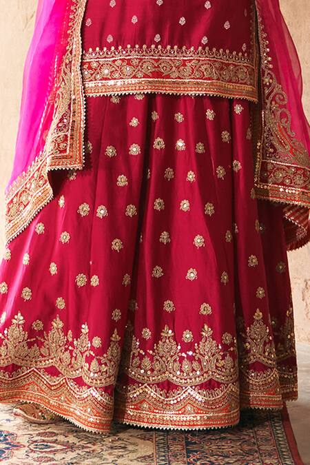 Sheetal Batra_Pink Chanderi , Organza Samreen Banarasi Tilla And Kurta Sharara Set _at_Aza_Fashions