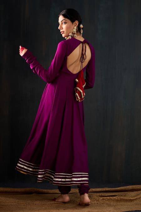 Tuli Leheriya Gota Work Anarkali Churidar Set 