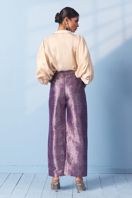 Vishwa By Pinki Sinha Silk Shirt & Brocade Woven Pant Set 