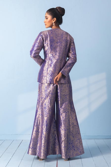Vishwa By Pinki Sinha Brocade Blazer & Gharara Pant Set 