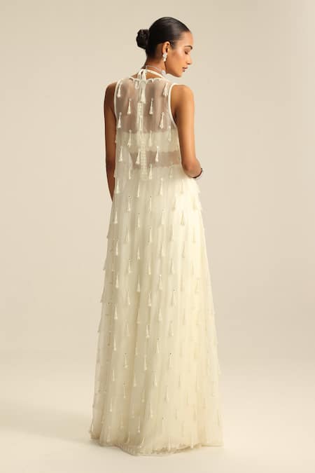 Vvani By Vani Vats Pearl & Mirror Work Jacket Skirt Set 