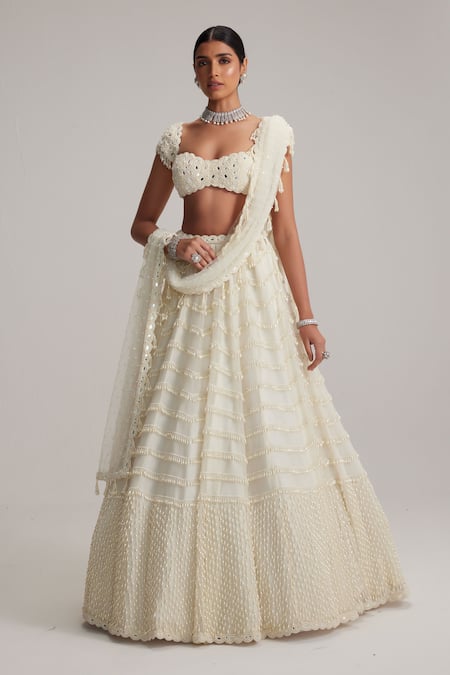 Vvani By Vani Vats Mirror & Pearl Drop Bridal Lehenga Set 