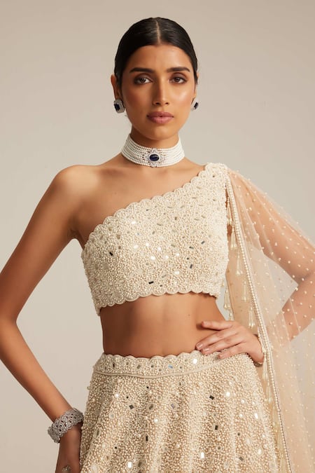 Buy Vvani By Vani Vats Beige Organza, Georgette, Net Mirrors, Pearls, And Work Blouse Lehenga Set Online at Aza Fashions Buy_Vvani By Vani Vats_Beige Organza, Georgette, Net Mirrors, Pearls, And Work Blouse Lehenga Set _Online_at_Aza_Fashions