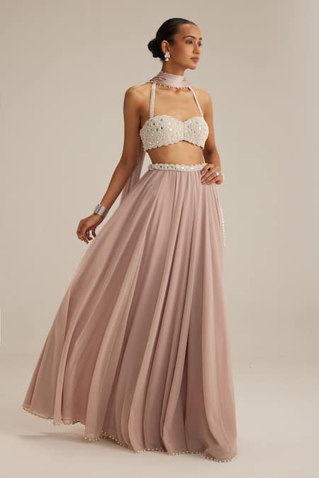 Vvani By Vani Vats Embroidered Blouse & Skirt Set 