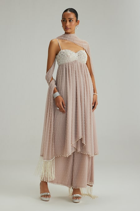 Vvani By Vani Vats Ash Pink Kurta Pant Set 