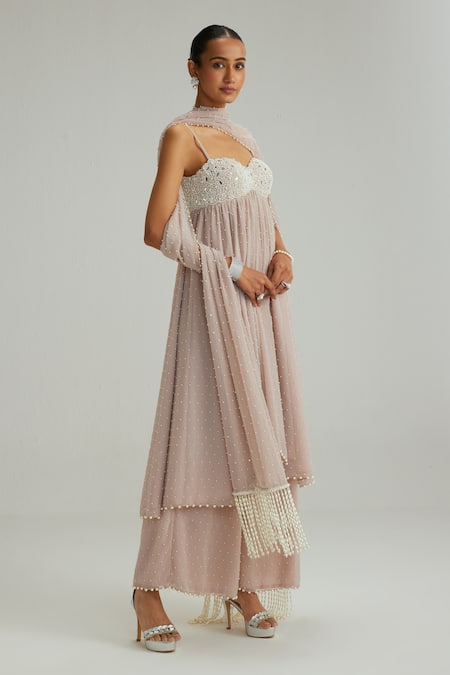 Vvani By Vani Vats Ash Pink Kurta Pant Set 