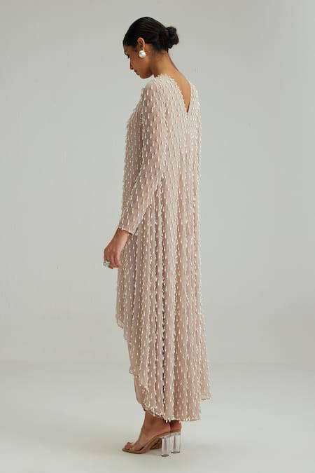 Vvani By Vani Vats Ash Pink Pearl Drop Kurta Set 