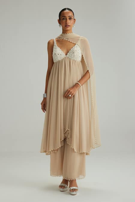 Vvani By Vani Vats Light Beige Kurta Set 