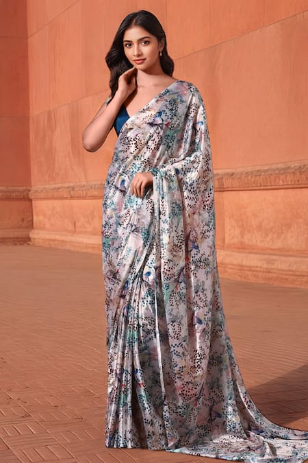 Naintara Bajaj Floral Print Pre-Draped Saree With Blouse 