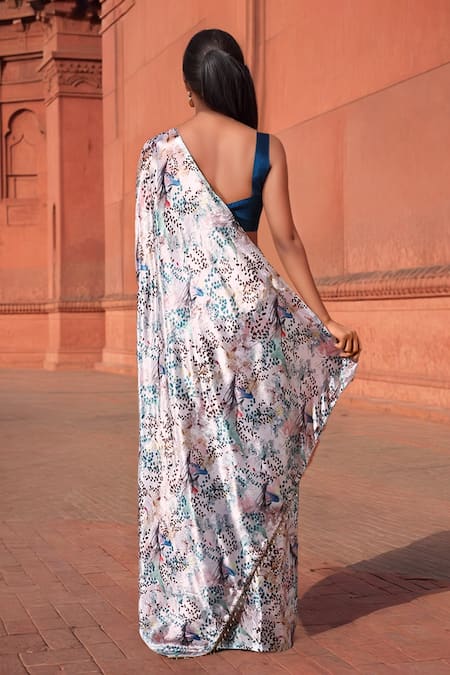 Naintara Bajaj Floral Print Pre-Draped Saree With Blouse 
