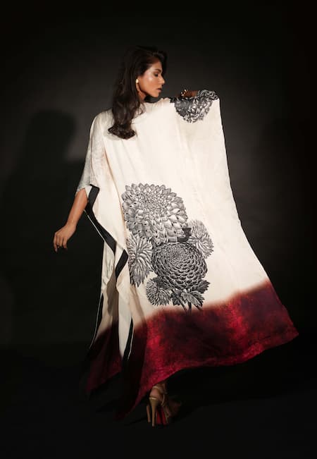 ISADAA BY ROTNA DUTT Digital Printed Kaftan With Satin Border 