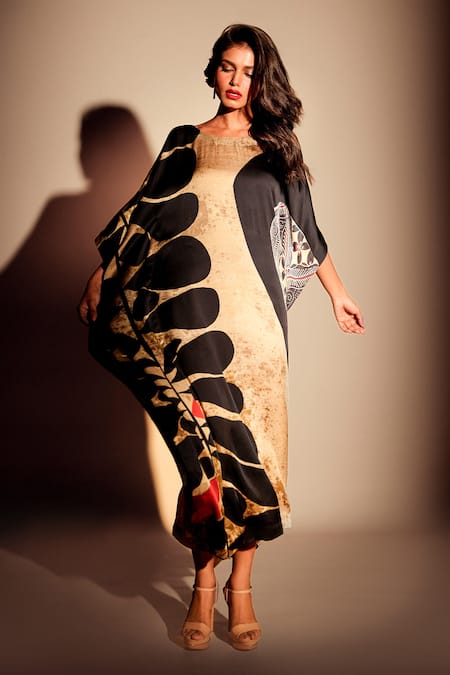 ISADAA BY ROTNA DUTT Digital Printed Kaftan With Satin Border 