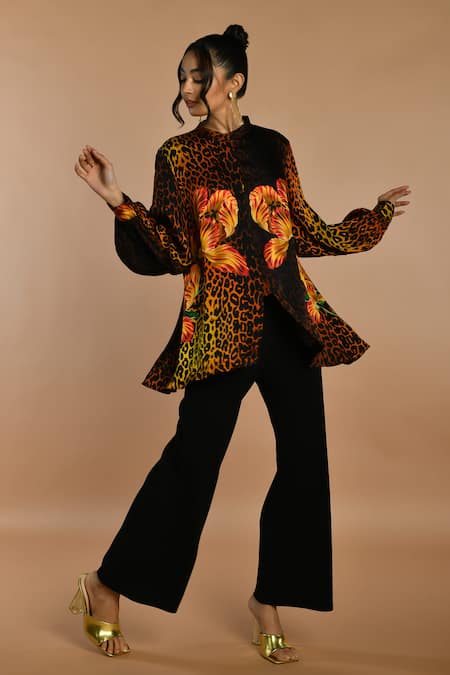 ISADAA BY ROTNA DUTT Digital Print Animal & Floral Shirt 