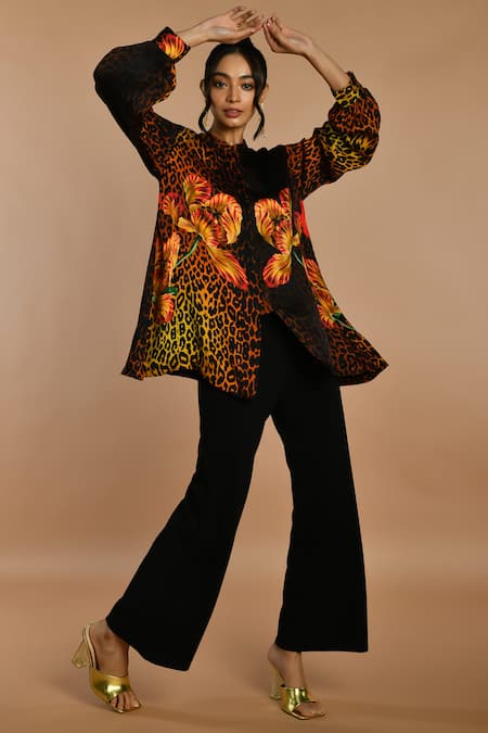 ISADAA BY ROTNA DUTT Digital Print Animal & Floral Shirt 