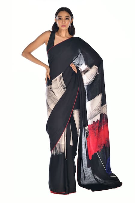 ISADAA BY ROTNA DUTT Digital Printed Saree With Satin Border 