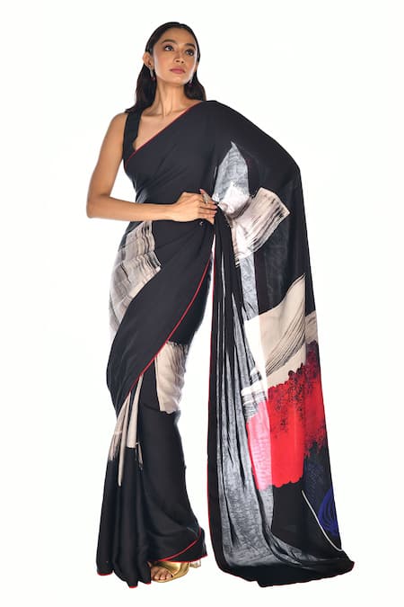 ISADAA BY ROTNA DUTT Digital Printed Saree With Satin Border 