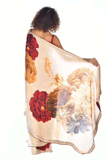 ISADAA BY ROTNA DUTT Digital Floral Print Saree With Satin Border 