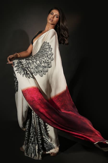 ISADAA BY ROTNA DUTT Digital Printed Saree With Satin Border 