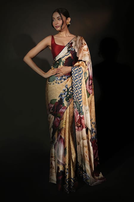 ISADAA BY ROTNA DUTT Digital Printed Saree With Satin Border 