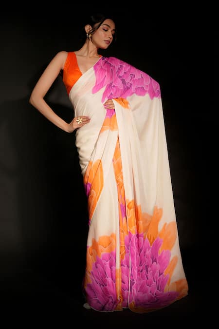 ISADAA BY ROTNA DUTT Digital Printed Saree With Satin Border 