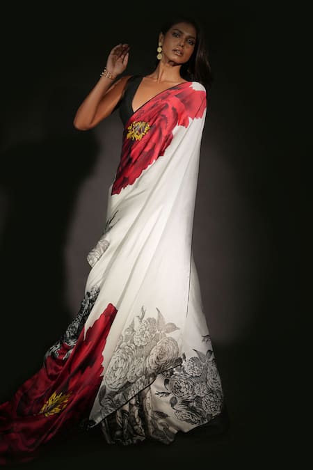 ISADAA BY ROTNA DUTT Digital Printed Saree With Satin Border 
