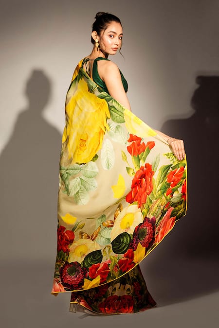 ISADAA BY ROTNA DUTT Digital Printed Saree With Unstitched Blouse 