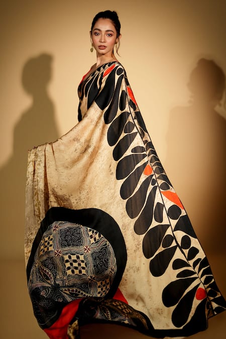 ISADAA BY ROTNA DUTT Digital Print Saree With Satin Border 