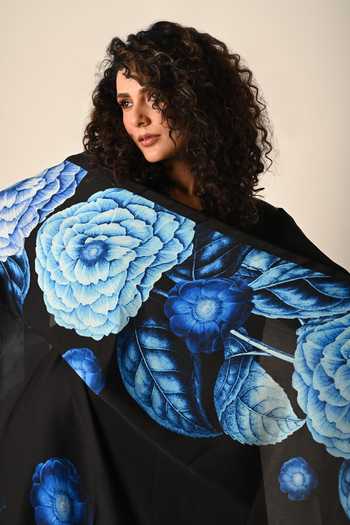 Buy ISADAA BY ROTNA DUTT Black Satin, Georgette, Organza Split Kurta Set With Digital Print Dupatta Online at Aza Fashions Buy_ISADAA BY ROTNA DUTT_Black Satin, Georgette, Organza Split Kurta Set With Digital Print Dupatta _Online_at_Aza_Fashions