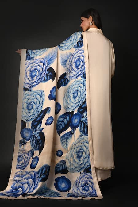 ISADAA BY ROTNA DUTT Satin Georgette Kurta Pant Set With Dupatta 