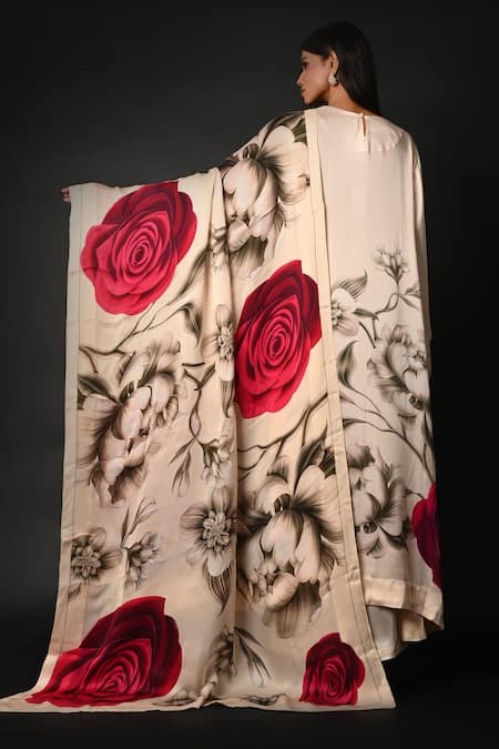 Shop ISADAA BY ROTNA DUTT White Satin, Georgette, Organza Boat Digital Printed Kurta, Pant And Dupatta Set at Aza Fashions Shop_ISADAA BY ROTNA DUTT_White Satin, Georgette, Organza Boat Digital Printed Kurta, Pant And Dupatta Set _at_Aza_Fashions