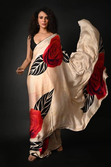 ISADAA BY ROTNA DUTT Digital Printed Saree With Satin Border 