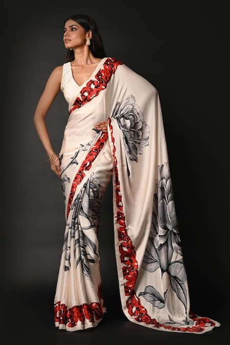 ISADAA BY ROTNA DUTT Digital Printed Saree With Satin Border 