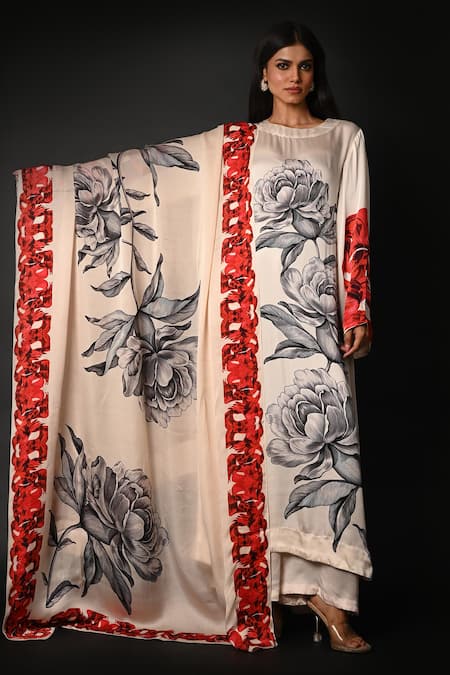 ISADAA BY ROTNA DUTT Digital Printed Floral Satin Organza Dupatta 
