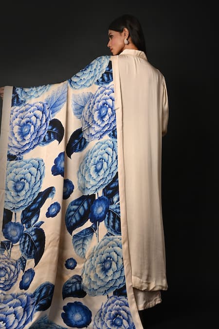 ISADAA BY ROTNA DUTT Digital Floral Printed Satin Organza Dupatta 