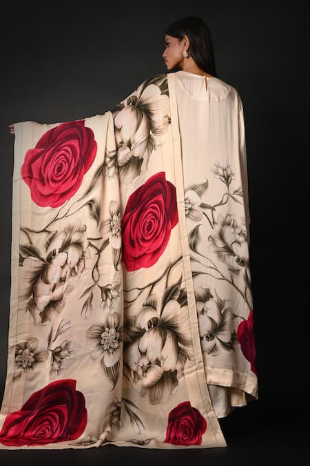 ISADAA BY ROTNA DUTT Digital Printed Floral Satin Organza Dupatta 