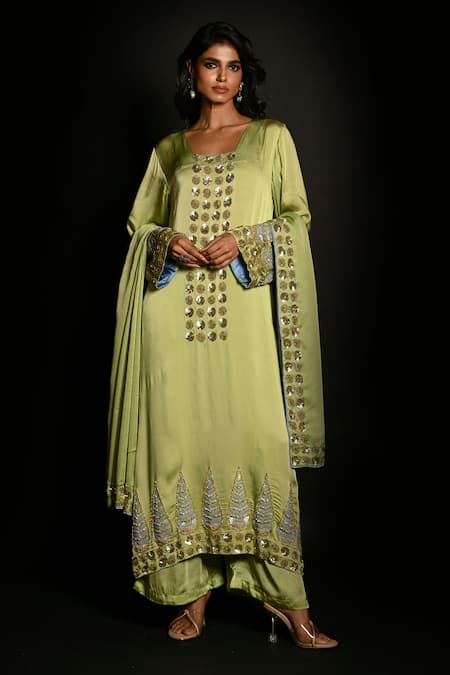 ISADAA BY ROTNA DUTT Sequins & Cutdana Embroidered Kurta Set 