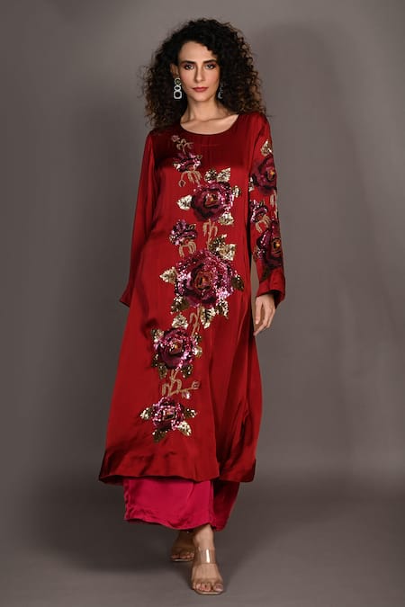 ISADAA BY ROTNA DUTT Sequins & Beads Hand Embroidered Kurta Set 