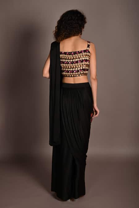 ISADAA BY ROTNA DUTT Sequins & Cutdana Embroidered Pre-Draped Saree 