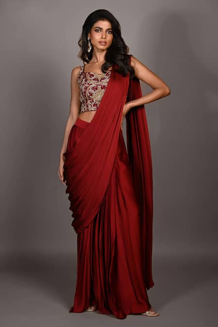 ISADAA BY ROTNA DUTT Sequins & Cutdana Hand Embroidered Saree Set 